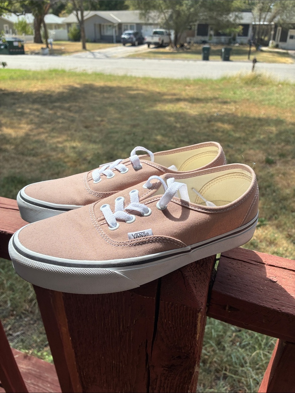Vans Low-Top Canvas Sneakers in Dusty Pink and White
